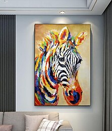 baratos -pintura a óleo de zebra colorida abstrata em tela grande pintura a óleo de zebra artesanal arte de parede moderna pintura de animal pintada à mão decoração de casa para sala de estar arte presentes
