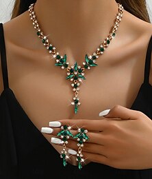 voordelige -Bruidssieradensets 2 Gesimuleerde diamant 1 Ketting Oorbellen Dames Klassiek Zoet Schattig Klassiek Liefde Kostbaar Sieraden set Voor Bruiloft Lahja