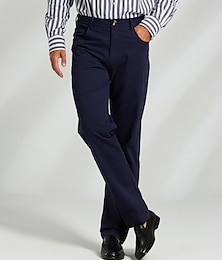 abordables -Hombre pantalones de traje Cremallera Bolsillo Color sólido Transpirable Longitud total Formal Oficina Trabajo Moderno Formal Azul Marino Caqui Microelástico