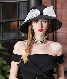 levne -klobouky lněný buřinka / cloche klobouk kbelík klobouk klobouk proti slunci svatební čajový dýchánek elegantní svatba s mašličkou pokrývka hlavy