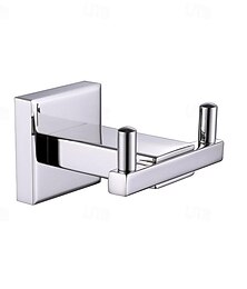 abordables -Gancho doble para bata resistente, soporte de pared, ganchos para toallas de mano de acero inoxidable para baños, pulido de espejo
