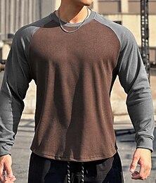 halpa -Miesten Juoksupaita Tilkkutäkki Pitkähihainen Tee paita Kausaliteetti Urheilu- ja treenivaatteet Väripalikka Pehmeä Hengittävä Kuntosaliharjoitus Kävely Hölkkä Urheiluasut Urheiluvaatteet Musta