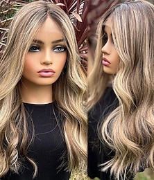baratos -Cabelo humano remy 13x4 Lace Front Peruca Parte do meio Cabelo Brasileiro Ondulado Multi Cores Peruca 130% 150% Densidade do Cabelo Cabelo Ombre Cabelo com Luzes / Reflexos Sem cola Para Feminino
