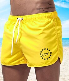 billiga -Herr Boardshorts Badshorts Snörning Elastisk midja Stjärna Komfort Snabb tork Kort Helgdag Strand Helgen Mode Ledigt Svart Gul Microelastisk