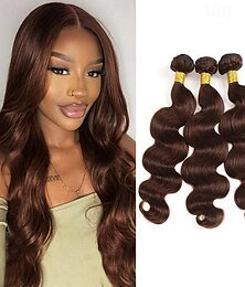 abordables -2 # corps vague cheveux humains paquets brésiliens cheveux bruns tissage paquets brun extension de cheveux remy chocolat os cheveux humains 3 pièces