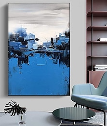 preiswerte -handgemalte abstrakte leinwand ölgemälde moderne blau &weiße abstrakte Gemälde Wandkunst moderne Wanddekoration minimalistisch und maximalistisch Wohndekor kein Rahmen