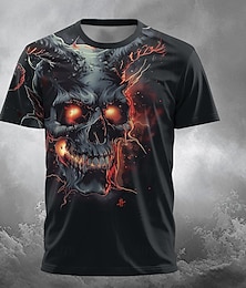 cheap -Skull Designer Gothic Men's 3D Print T shirt Tee Party Street Casual T shirt Black Short Sleeve Crew Neck Shirt Summer Spring Clothing Apparel S M L XL XXL XXXL