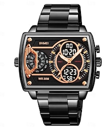 abordables -SKMEI Hombre Reloj Digital Al Aire Libre Deportes Moda Reloj de Muñeca Luminoso Cronómetro Despertador cuenta regresiva Acero Piel Reloj