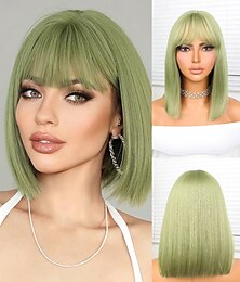 abordables -Perruque courte de cheveux de cosplay pour femmes, couleur dégradé vert ombré, pour Halloween, perruques anime