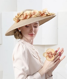 abordables -cintas para la cabeza sombreros bombín / cloche de fibra sombrero de pescador sombrero de paja boda fiesta de té elegante boda con encaje tocado lateral sombreros