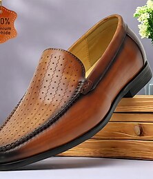 abordables -mocassins en cuir perforé respirant pour hommes - chaussures à enfiler en cuir de vachette de qualité supérieure pour vêtements décontractés et professionnels