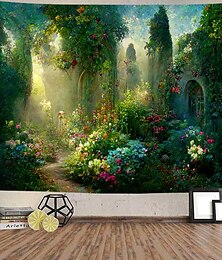 お買い得  -自然の花の庭の吊りタペストリー壁アート大きなタペストリー壁画装飾写真背景ブランケットカーテン家の寝室リビングルームの装飾