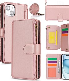 economico -telefono Custodia Per iPhone16 iPhone 15 Pro Max iPhone 14 13 12 11 Pro Max Plus Mini SE Porta carte di credito A calamita Cerniera con cordino Retrò TPU pelle sintetica