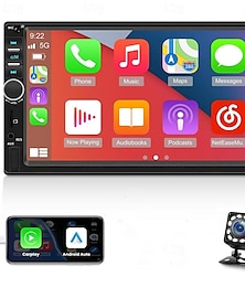 preiswerte -7-Zoll-Doppel-DIN-Carplay-Autoradio mit Carplay Android Auto, schwarzes ABS mit Mirror Link, Bluetooth, FM, Rückfahrkamera