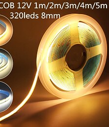Χαμηλού Κόστους -cob led strip lights dc 12v 320 diodes cob flexible led bar tape ribbon γραμμική για διακόσμηση δωματίου 1m/2m/3m/4m/5m