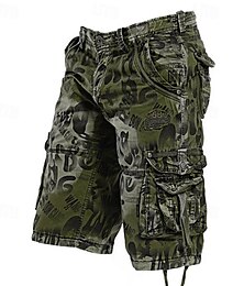 お買い得  -男性用 タクティカルショーツ カーゴショーツ カモショーツ ショーツ ボタン マルチポケット カモフラージュ 耐久性 膝丈 アウトドア 日常 キャンピング＆ハイキング ファッション クラシック 迷彩ブルー 迷彩グレー