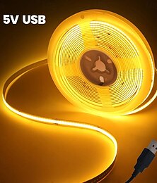economico -DC 5v usb cob strip 320leds/m nastro flessibile corda striscia luce bianco caldo bianco naturale lampada da notte tv retroilluminazione striscia led 1m 2m 3m 4m 5m decorazioni per la casa