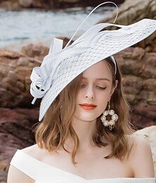 economico -fasce per capelli cappelli fascinators lino bombetta / cappello a cloche cappello da sole piattino cappello da sposa tea party matrimonio elegante con fiocco di piume copricapo copricapo