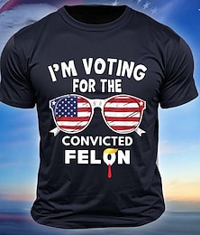 cheap -Voting For The Felon American US Flag Letter Print Tee Men's Graphic 100% Cotton T Shirt Sports Classic Shirt Short Sleeve Comfortable Tee Summer Spring Fashion Designer Clothing