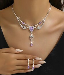 preiswerte -Brautschmuck-Sets 2 Diamantimitate 1 Halskette Ohrringe Damen Elegant Stilvoll Süß lieblich Quaste Tropfen Kostbar Schmuck-Set Für Hochzeit Geschenk