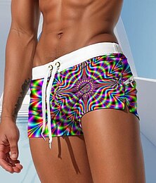 billiga -Herr 3D Print Geometriska mönster Badshorts Boardshorts Boxershorts Medium Midja Mode Designer Surfing Helgdag Strand Ficka Snörning Elastisk midja Designer Kläder