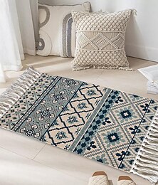 preiswerte -gewebte Bohemian Mandala Fußmatte Küchenmatte Bodenmatte rutschfeste Bereich Teppich ölfester Teppich Indoor Outdoor Matte Schlafzimmer Dekor Badezimmermatte Eingangsteppich blau