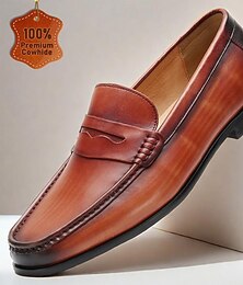 abordables -Homme Mocassins et Slip On Chaussures blanches Maillots de bain Cuir Cuir de vachette pleine fleur italien Confortable Antidérapantes Mocassins Marron