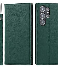 halpa -puhelin Etui Käyttötarkoitus Samsung Galaxy S25 Ultra S24 S23 S22 S21 S20 Ultra Plus FE Lompakkokorttikotelo rannehihnalla Tukijalka Korttipaikka Retro aitoa nahkaa TPU
