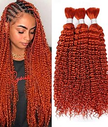 billiga -350# ginger deep wave flätning av hårförlängningar för kvinnor - 100 % människohår non-weft bulk utan lukt trasselfri 20-28 tum 100g 3 bunt
