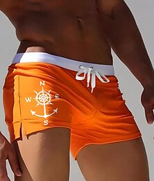 billiga -Herr Nautisk Kompass Badshorts Boardshorts Boxershorts Medium Midja Mode Designer Surfing Helgdag Strand Ficka Snörning Elastisk midja Designer Kläder