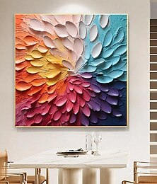 お買い得  -キャンバスに描かれたオリジナルの質感のある花の油絵、大きな壁アート、抽象的なミニマリストアート、カスタムペインティング、カラフルな壁の装飾、リビングルームアート