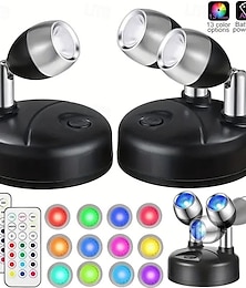 economico -13 colori rgb luce per immagini led senza fili faretto per armadio con telecomando alimentato a batteria angolo regolabile atmosfera lampada notturna galleria corridoio corridoio soggiorno camera da