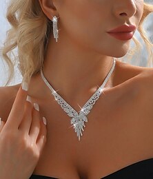 economico -Set di gioielli 3 pezzi Strass Lega Orecchini Collane Per donna Elegante Vintage Di tendenza geometrico Di forma geometrica Parure di gioielli Per Matrimonio Feste Anniversario
