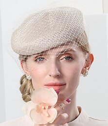 abordables -sombreros boina de fibra de tul sombrero bombín / cloche sombrero de paja boda fiesta de té elegante boda con tocado de tul
