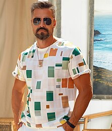 billige -Herre Grafisk T skjorte T-skjorte Kortermet T skjorte Crew-hals Skjorte Mote Utendørs Fritid Gate Avslappet Daglig Hvit Vår sommer Klær S M L XL XXL