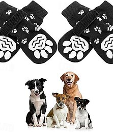 abordables -Chien Chat Petits Animaux à Fourrure Chaussettes Antidérapant Casual Quotidien Noël Animal Points Ronds Couleur Pleine Pour les animaux domestiques Tissu étanche Paille Multicouleur