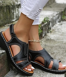 economico -sandali da donna sandali con zeppa sandali con plateau punta aperta estate vacanza al mare nastro magico marrone nero bianco