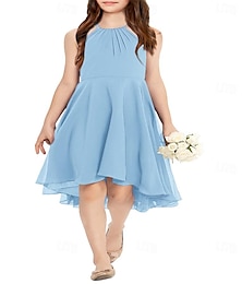 cheap -Kids Girls Junior Bridesmaid Dresses Girl Sleeveless Backless Crossed Straps Dress Wedding Prom Party Gowns