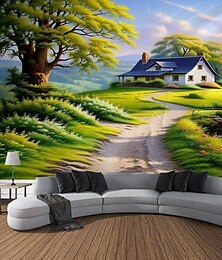 זול -טבע נוף כפרי תלוי שטיח קיר אמנות שטיח קיר גדול תפאורה צילום רקע שמיכה וילון בית חדר שינה סלון קישוט בית חווה