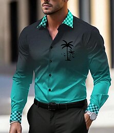 cheap -Men's Business Shirts Formal Casual Fall Winter Spring & Summer Turndown Long Sleeve Blue, Green S, M, L 4-Way Stretch Fabric Shirt