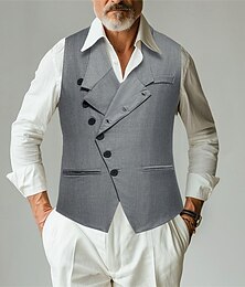 preiswerte -Herren Weste Hochzeit Veranstaltung / Fest Täglich Modisch Geschäftlich Frühling Sommer Taste Tasche Polyester Komfortabel Glatt Einreiher - 1 Knopf Kargen Regular Fit Schwarz Grau Weste