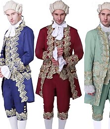 abordables -Rococo Baroque Victorienne Tenues Déguisement Homme Royal Halloween Carnaval Performance Soirée Mascarade Adulte Manteau Pantalon Collier Toutes saisons
