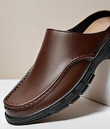 Χαμηλού Κόστους -ανδρικά καφέ slip-on mules με μαλακή σόλα - άνετα και κομψά παπούτσια για casual ντύσιμο