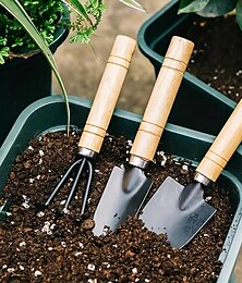 economico -Set di attrezzi da giardino deluxe da 3 pezzi: pala in alluminio leggero  & rastrello per aiuole di piante grasse  & terreno sciolto - impugnatura ergonomica ideale per esigenze di giardinaggio