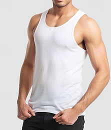 cheap -Men's Workout Tank Top Running Tank Top Gym Tank Top Sleeveless Vest / Gilet Casual Athleisure Spandex Quick Dry Soft Breathable Gym Workout Walking Jogging Sportswear Activewear Solid Colored Black
