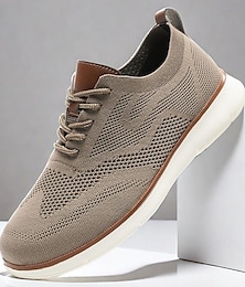 economico -sneakers da uomo in maglia traspirante: scarpe da passeggio casual leggere con design allacciato