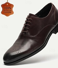 economico -scarpe oxford da uomo in pelle di vacchetta premium: scarpe classiche stringate per eventi formali