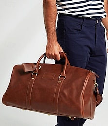abordables -Homme Sac à main Sac de marin faux cuir Extérieur Vacances Voyage Fermeture Grande Capacité Etanche Multi-portage Couleur unie Noir Café