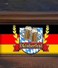 abordables -Couverture de porte de garage extérieure Oktoberfest allemand 2025 Bannière bière Vintage Märzen bière Grande décoration de fond pour porte de garage extérieure Décorations murales pour la maison