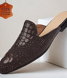 economico -sabot slip-on da uomo in pelle: mocassini casual con motivo coccodrillo per occasioni formali e casual